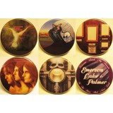 ELP Band PIN LOT 6 Concert Tour BUTTONS Rare Keith Emerson Carl Palmer Greg Lake