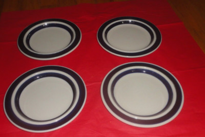 Set of 4 Arabia Finland BLUE ANEMONE 6-3/8'' Bread & Butter Plates