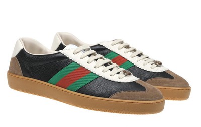 

НОВЫЕ ЧЕРНЫЕ КОЖАНЫЕ КРОССОВКИ GUCCI DOUBLE G LOGO 13,5/США 14,5, Черный