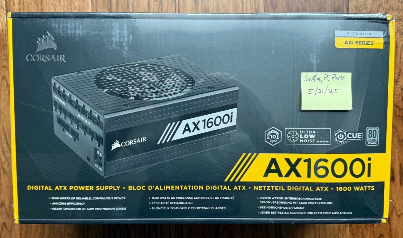New* Corsair AX1600i 1600 Watt 80 Plus Titanium ATX Fully