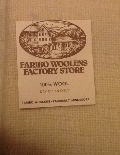 Faribo Cream Ivory Vintage Afghan Throw 100% Wool 60