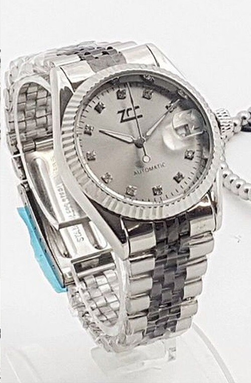 Orologio Polso ZCC 020 Uomo Automatico Acciaio Data Casual Bicolore Silver lac