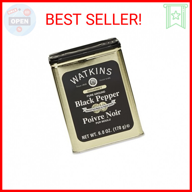 Watkins Gourmet Spice Tin, Pure Ground Black Pepper, 6 oz. T