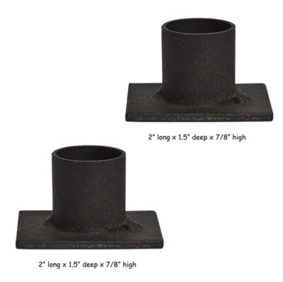 Set of 2 - Primitive Black Rustic Iron Taper Candle Holder - Windowsill  2'' long