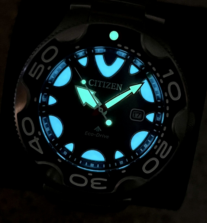 Pre-owned Citizen Bn0231-52l Promaster Blue Dial Orca Dive Watch Stainless Steel Bracelet
