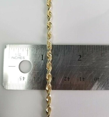 Pre-owned Rope Chain Sale Real 10k Yellow Gold Necklace  3.5mm 26" Inch Men