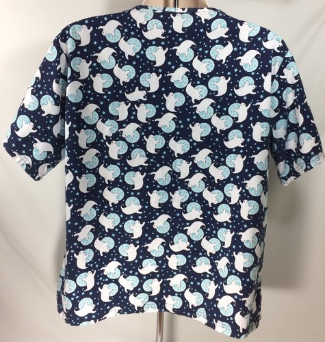 Ghost Uniform Advantage Scrub Top Blue Moon Stars Ghosts UAScrubs