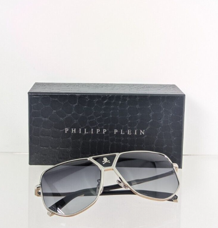 Pre-owned Philipp Plein Authentic  Sunglasses Spp 009 Col 0579 Power Skull Spp009 Frame In Gray