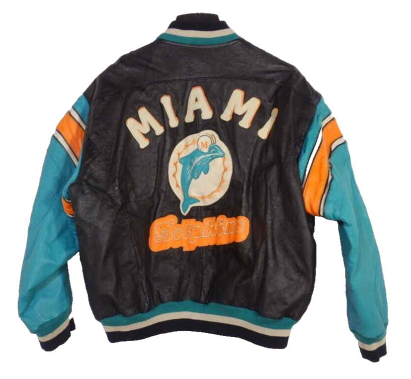 Dolphins レザー ジャケット NFL Vintage Miami Dolphins NFL Mirage Leather Jacket Medium | eBay