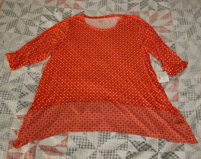 Croft & Barrow Plus Size 3x  Shark Tooth Top Orange Red Color NWT Kohls Target