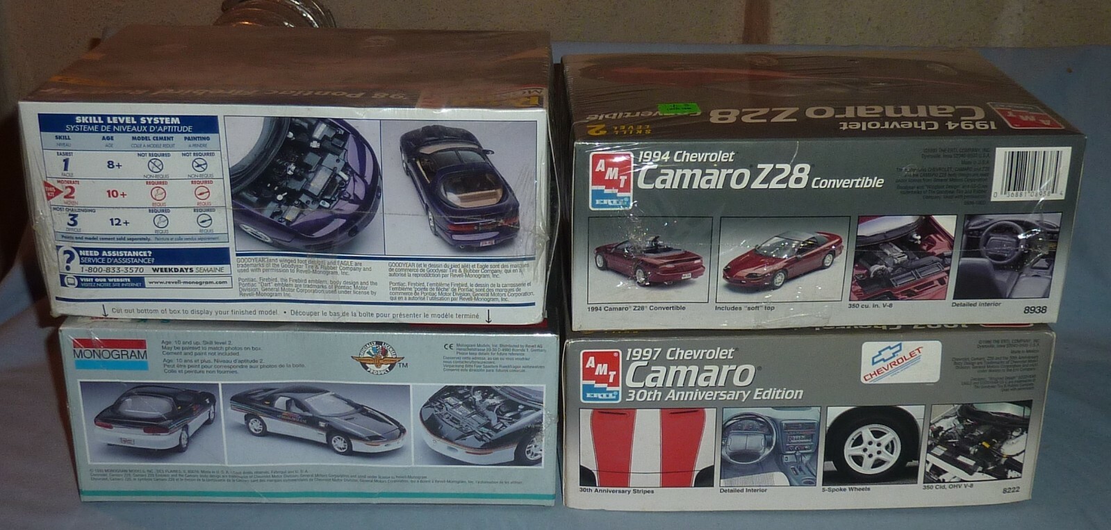 Lot of 4 AMT & Revell Camaro & Firebird kits, Factory sealed