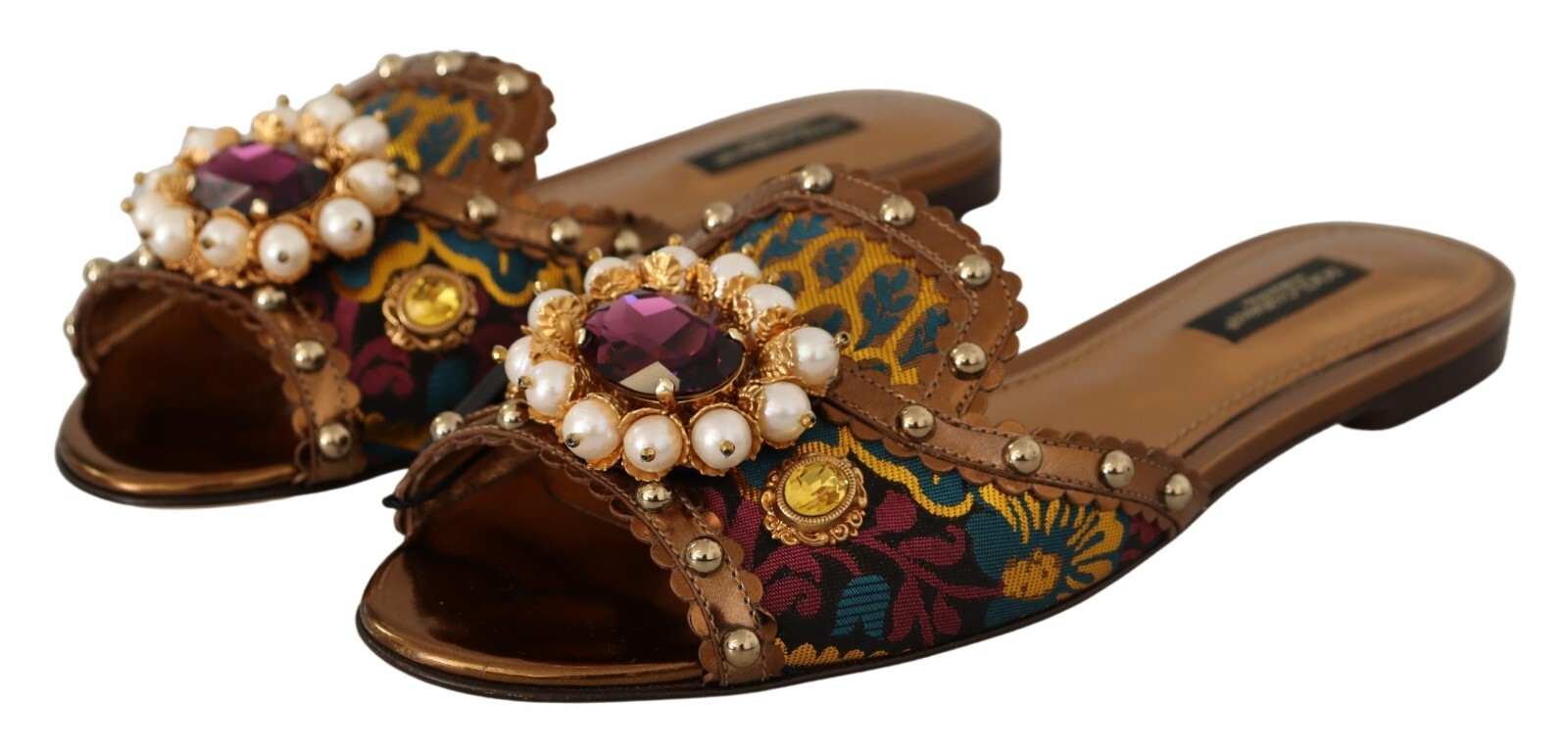

DOLCE - GABBANA Обувь Разноцветные шлепанцы с цветочным декором на плоской подошве EU36 / US5.5, Multicolor