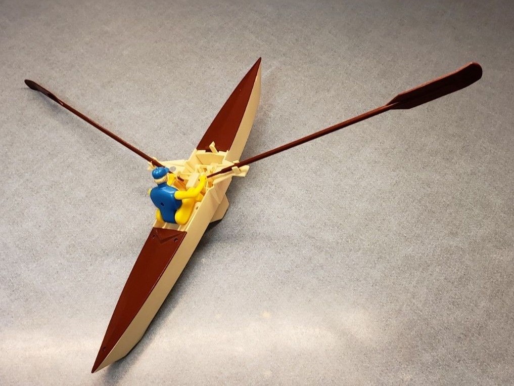 Vtg Sculling Boat Toy Battery Operated Super Leisure Deluxe Rowing Row Boat BOX