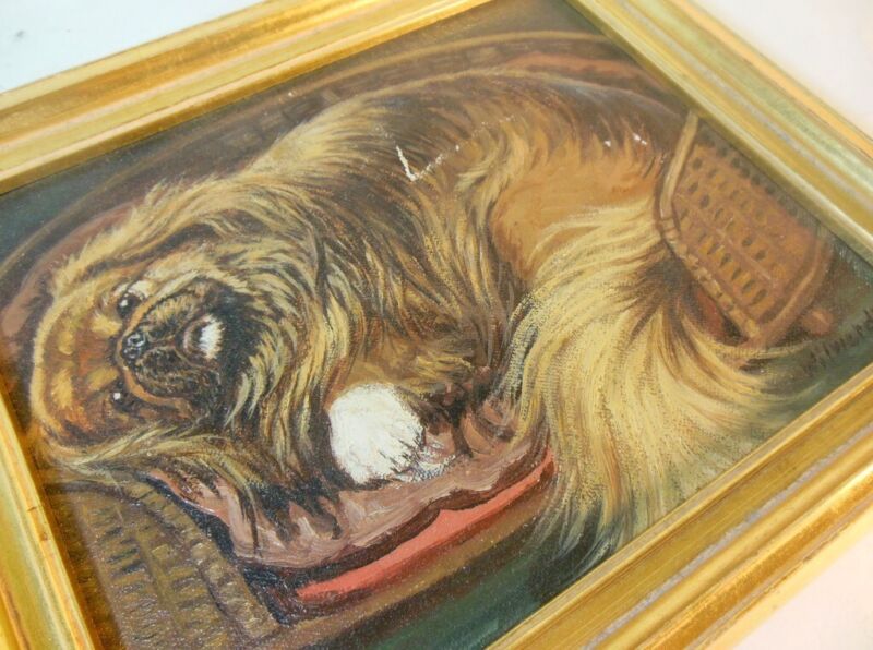RARE  WILWERDING Painting PEKINGESE Dog Original Listed Artist Signed