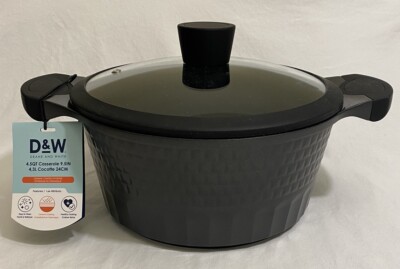 D&W Deane & White 4.5 Qt Casserole Nonstick Pot W/Lid-Shiny Black New