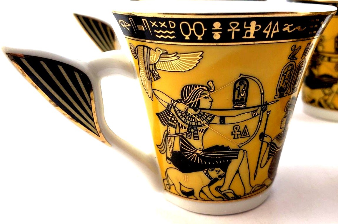 Espresso Set Fathi Mahmoud Pate et email Limoges Fonde en 1942 Sculpture Egypt