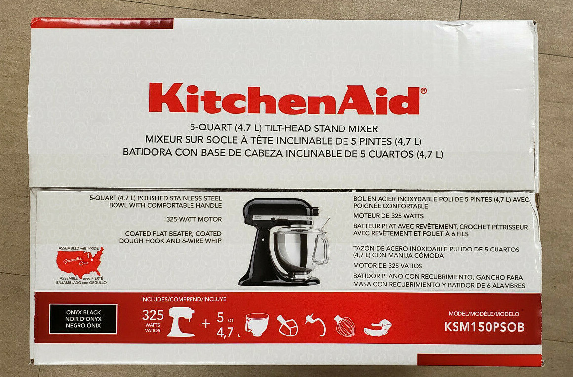 KitchenAid KSM150PSOB Artisan Series 5-Qt. Stand Mixer Pouring Shield Onyx Black