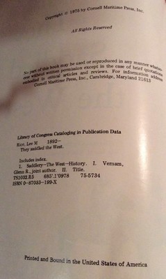 RARE BOOK ~They Saddled the West~ by Lee M Rice from Bob Maclin Collection