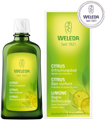 Weleda Citrus Erfrischungsbad I Bade Essenz mit Citrus Öl I Badezusatz, 200ml
