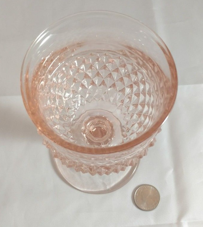 Vintage Pink Glass Water Goblets ~ RARE Set of 12 ~ 6.5in Indiana Diamond Point