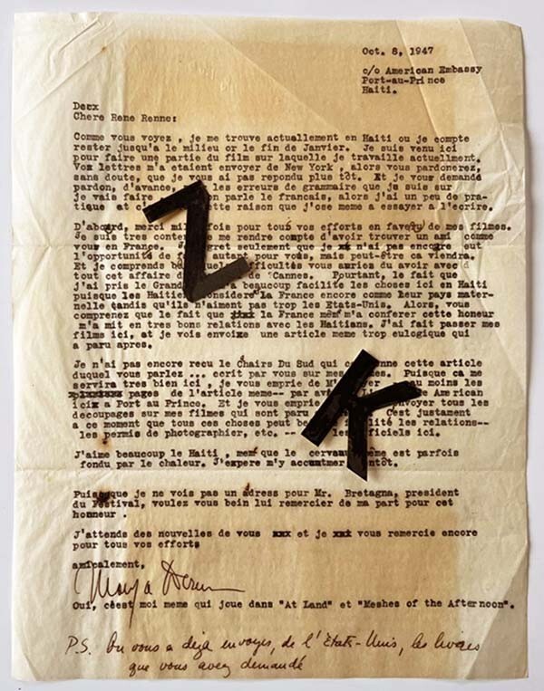 Maya Deren Experimental Woman Filmmaker Lettre HaÃ¯Ti Signature Autographe 1947