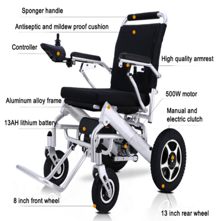 Electric Wheelchair Folding Lightweight Heavy Duty  Power Wheelchair Power chair