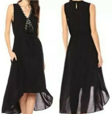 Ella Moon Women's Kaya Sleeveless Dress Asymmetric hem tassel V-neck Large NWT
