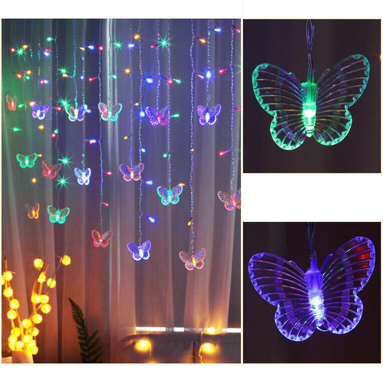 Butterfly 96 LED Fairy String Curtain Lights Lamp Christmas Party Wedding Decor