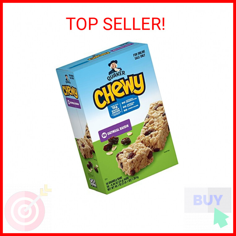 Quaker Chewy Granola Bars, Oatmeal Raisin, 58 Count