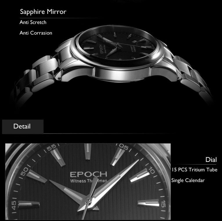 Pre-owned Epoch Men Automatic Watch Luxury Mechanical Wristwatch Luminous 10atm St2130