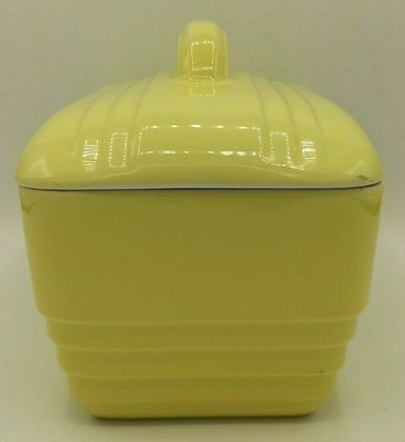Yellow Ceramic Tureen Casserole Serving Dish Bowl Lid USA Kitchen Shelf Home Decor Mid Century Modern Retro Vintage