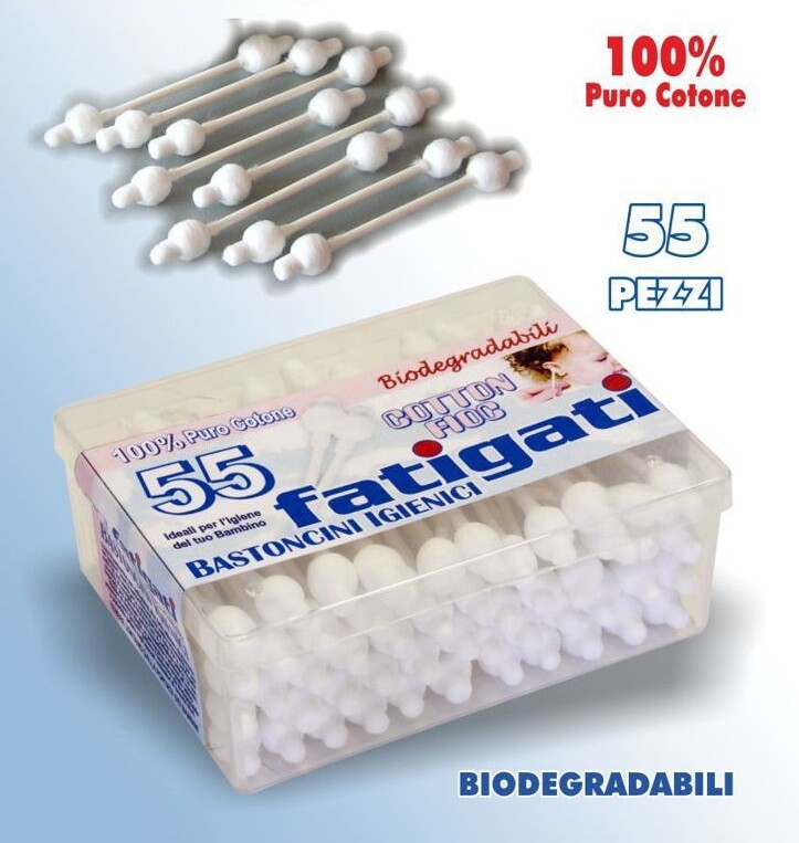 Confezione 55 Bastoncini Cotonati Cotton Fioc In Cotone Biodegradabili hmj