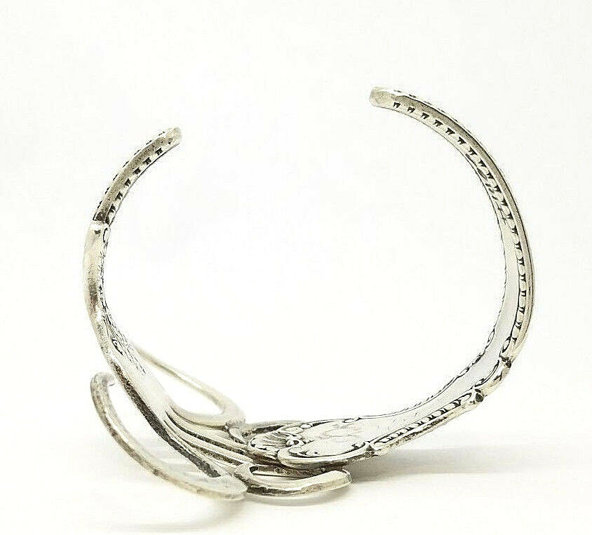 Vintage Sterling Silver Fork Cuff Signed 37.73 grams Spoon Bracelet