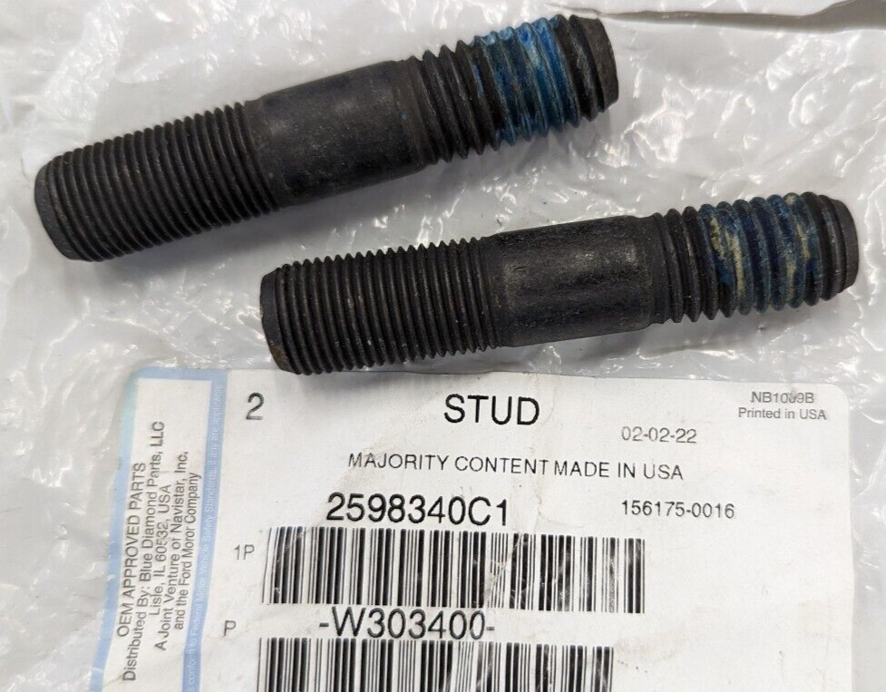 2 Pack 2598340C1 International Stud Axle Shaft / Hub 5/8 X 2 Pack 2598340C1 International Stud Axle Shaft / Hub 5/8 X