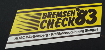 Promotional Stickers ADAC Brakes Check 1983 Car Guild Stuttgart Bawü Classic Car