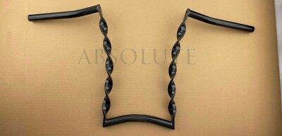 15'' LONG VINTAGE LOWRIDER CURVED FLAT TWISTED STEEL HANDLEBAR 25.4MM IN BLACK.