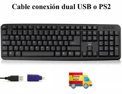 TECLADO CABLE USB y PS2 EWENT PARA PC ORDENADOR EN ESPAÃ‘OL Ã‘ ENVIO HOY