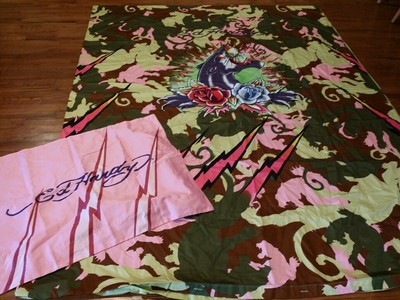 ED HARDY PANTHER Twin Duvet Cover w Pillow Sham 2 Piece Set DORM SWAG HTF