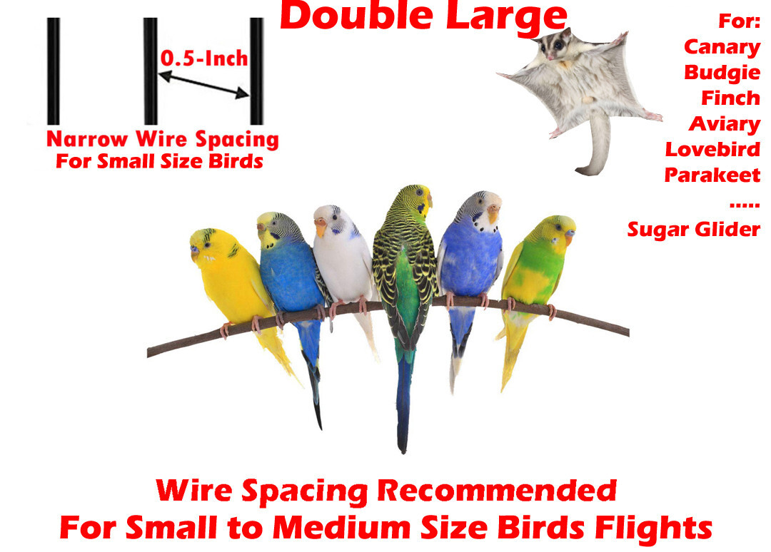 LARGE Double Birdhouse Treehouse Bird Breeder Cage Center Divider Rolling Stand