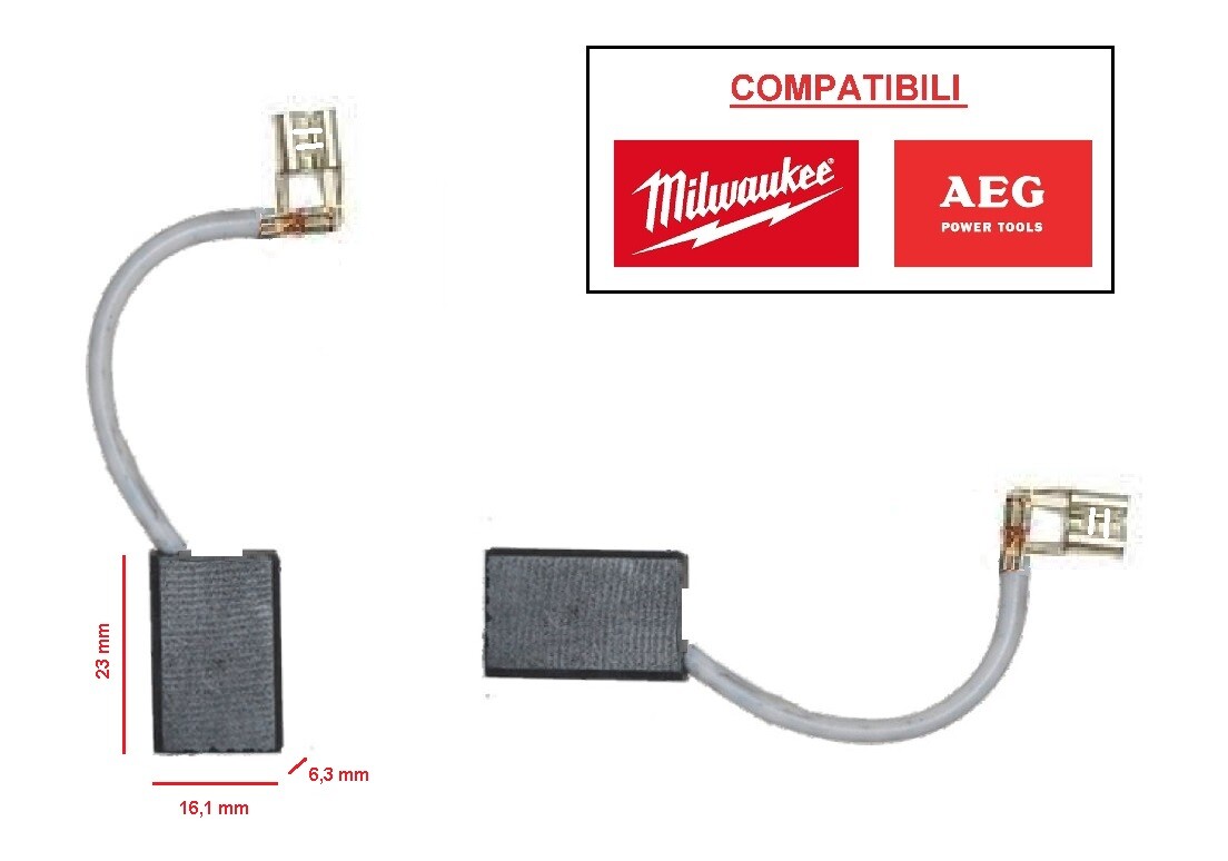 SPAZZOLE CARBONCINI PER SMERIGLIATRICE ANGOLARE Ø 230 mm MILWAUKEE AG 22-230