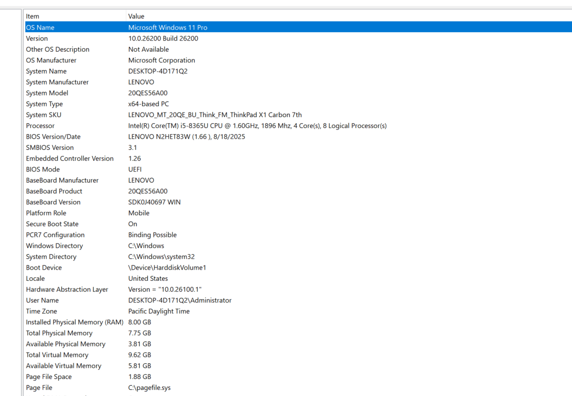 Lenovo ThinkPad X1 Carbon Gen 7 14" FHD i5-8265U 8GB 256GB Win 11 Pro - Thumbnail 18