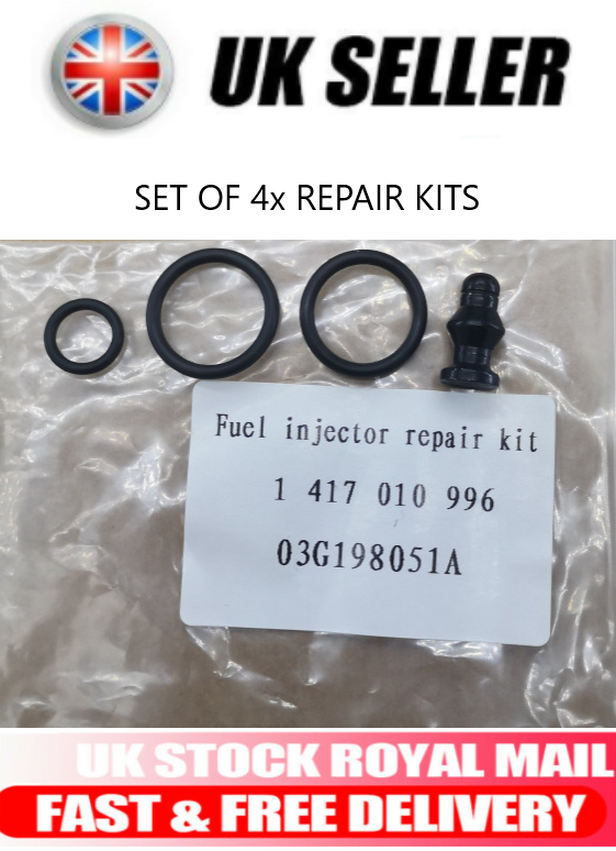 Set of 4 x VOLKSWAGEN AUDI SKODA SEAT 2.0 TDi INJECTOR SEAL KIT 1417010996