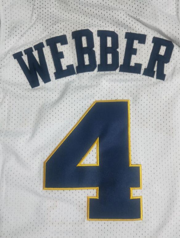 Men's Retro Webber #4 Michigan Basketball Jersey Stitched