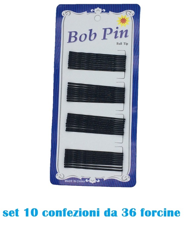 Set 10 Confezioni da 36 Forcine Classiche Fermagli Capelli Lunghezza 6cm moc