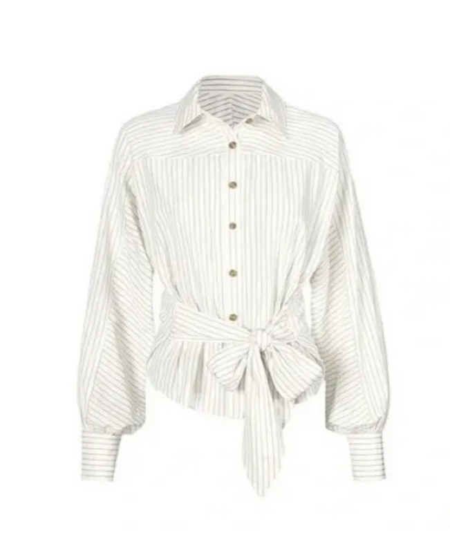 Cabi New NWT Tied-Up Shirt #4155 Off White w stripe S - XL