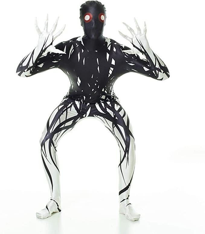 Adult Zalgo Morphsuit Mens Creepypasta Halloween Urban Legend Skin Suit M -XXL