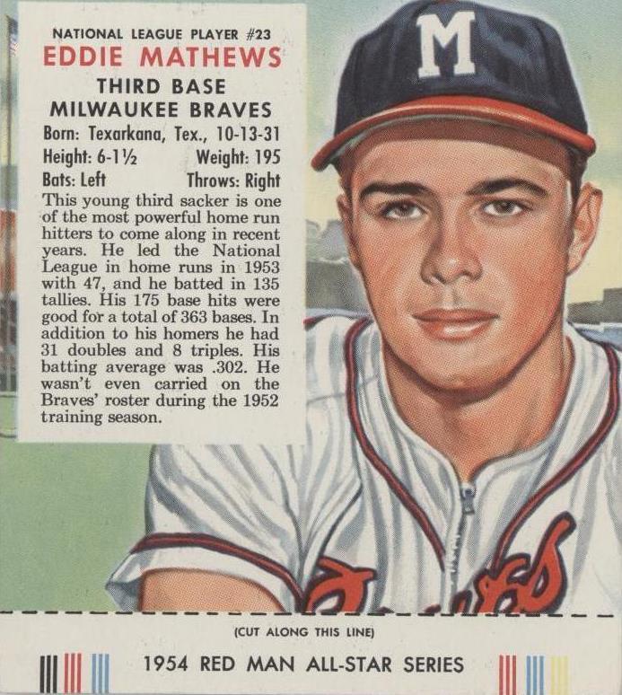 Red Man Tobacco All-Star Team 1954 - Eddie Mathews #23