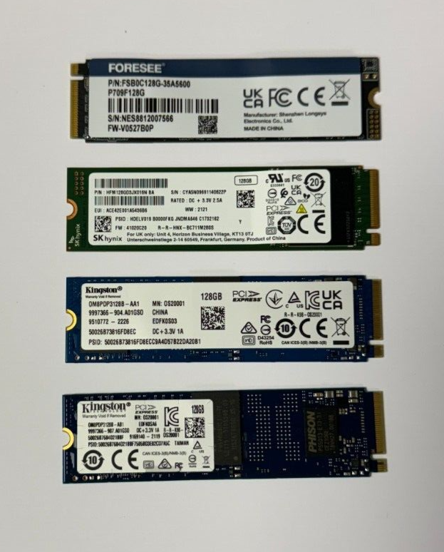 LOT OF 10 - Mixed Brand 128GB M.2 NVMe Internal Solid State Drives SSDs