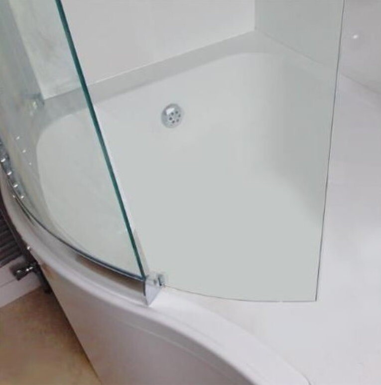 aquaglass bath shower screen for P shaped bath, 1500 x 820mm. wrap
