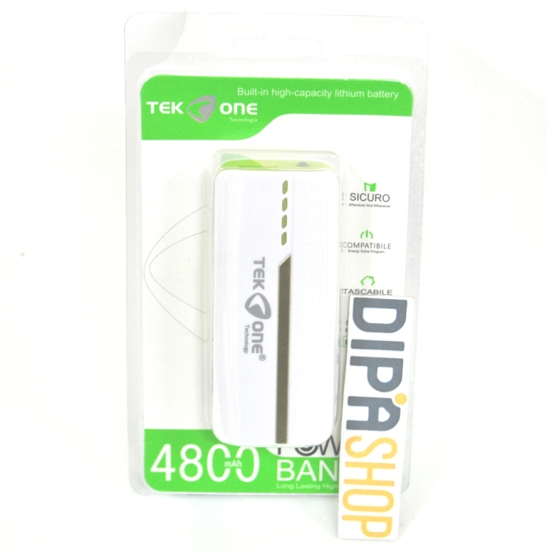 Batteria Esterna Power Bank Portatile TekOne 4800mah Smartphone Bianca Verde hsb